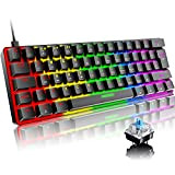 60% Clavier de Jeu Mécanique, Compact Portable Mini 62 Touches, FilaireType-C Gaming Keyboard, 19 RGB Chroma Rétroéclairé, QWERTY UK (Interrupteur ...