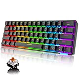 60% Clavier mécanique câblé/sans Fil Bluetooth 5.0 Keyboard à Double Mode 61-Key RGB Rainbow LED Backlit USB Type-C Touches Anti-fantômes ...