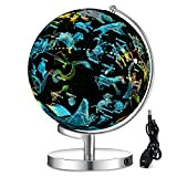 ATEXGY Globe Terrestre Lumineux avec Base en Métal - Globe avec Motif De Constellation D'étoiles De Vue Nocturne avec Carte ...