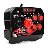 AUHX Arcade Fight Stick, Arcade Joystick Noir Rouge pour Garçon Fille pour Jeux d'Arcade