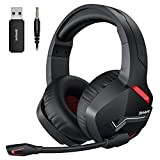 BINNUNE Casque Gamer sans Fil pour PS4 PS5 PC Playstation 4 5,48 Heures d’écoute, Faible Latence Casques Gaming USB Bluetooth ...