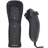 Commande Remote + Nunchuck + Étui + Sangle, pour Nintendo Wii et Wii U, Noir, avec Motion Plus
