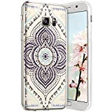 Compatible avec Samsung Galaxy S6 Edge Coque en Silicone Transparente Motif Mandala Fleur Jolie Housse de téléphone Gel TPU Souple ...