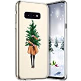 Coque pour Samsung Galaxy S10e Christmas Flocon de Neige Cerf Sapins Père de Noël XMAS Motif Transparent Coque en Silicone ...