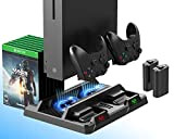 ElecGear Xbox One Support Vertical avec Ventilateur de Refroidissement, 2X 1200mAh Batteries Rechargeables pour Contrôleur Charge, Stockage de Jeux et ...