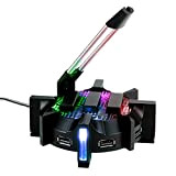 ENHANCE Support de Câbles Bungee Pro Souris Gaming avec 4 Ports Hub USB, Bras Métallique Flexible, 7 Modes d'Eclairage LED, ...