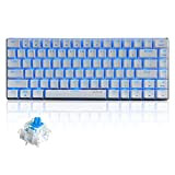 FELiCON AK33 Clavier Mécanique de Jeu,80% Blue Switch Game Keyboard avec Bleu LED Rétroéclairé,82 Touches Anti-Ghosting Panneau en Métal USB-C ...