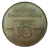 FMO Médaille Militaire de Déguisement, Allemagne de l'est 1974 Pièce commémorative de 10 Mark, avec Ruban Coloré