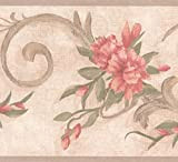 Frise décorative rétro avec motifs de roses de Damas, rouleaux de 37 cm x 17,5 cm environ