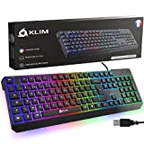 KLIM Chroma Clavier Gamer AZERTY FR + Nouveau 2022 + Silencieux USB + Clavier Filaire Rétroéclairé LED + PC Gaming ...