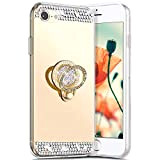 Miroir Coque pour iPhone 7/8,[ Support Bague ] Miroir Etui Silicone Gel TPU Coque pour iPhone 7/8,Glitter Bling Briller Diamant ...