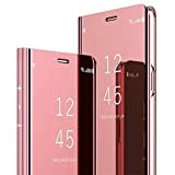 Miroir Coque pour iPhone XR Coque Flip Case,Clear View Case Placage Miroir Effet Coque à Rabat Magnétique PU Cuir Anti ...