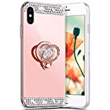 Miroir Coque pour iPhone XS Max,[ Support Bague ] Miroir Etui Silicone Gel TPU Coque pour iPhone XS Max,Glitter Bling ...
