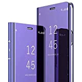 Miroir Coque pour Samsung Galaxy J6 2018 Coque Flip Case, Clear View Case Placage Miroir Effet Coque à Rabat Magnétique ...