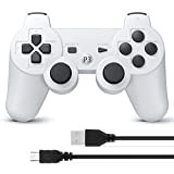 Powerextra Manette PS3 sans Fil pour Playstation 3 Bluetooth PS3 Manette(Blanc)