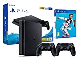 PS4 Slim 1To Console Playstation 4 Noir + FIFA 19 + 2 Manettes Dualshock PS4