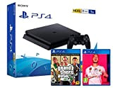 PS4 Slim 1To Console Playstation 4 Noir + FIFA 20 + GTA V Premium Edition Grand Theft Auto 5