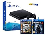 PS4 Slim 1To Noir - Playstation 4 + Uncharted 4 : A Thief's End + GTA V Grand Theft Auto ...