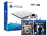 PS4 Slim 500Go Blanche Playstation 4 + Uncharted 4 : A Thief's End + GTA V Grand Theft Auto 5"
