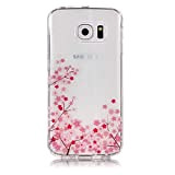 Robinsoni Coque Samsung Galaxy S6 Edge Étui en Silicone,Coque Transparente Motif Fleur de Cerisier Cherry Blossoms Rose Coque,Souple TPU Ultra-Mince ...