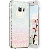 Robinsoni Samsung Galaxy S6 Edge Plus Coque en Silicone Transparente Motif Mandala Fleur Jolie Housse de téléphone Gel TPU Souple ...