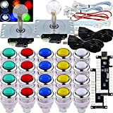 SJ@JX Arcade 2 Player Game Controller LED Buttons Chrome Paint MX Microswitch 8 Way Joystick USB Encoder Cable Stick DIY ...