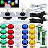 SJ@JX Arcade 2 Player Game Controller Stick DIY Kit LED Buttons MX Microswitch 8 Way Joystick USB Encoder Cable for ...