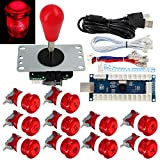 SJ@JX Arcade Game Stick DIY Kit Buttons with Logo LED 8 Way Joystick USB Encoder Cable Controller for PC MAME ...