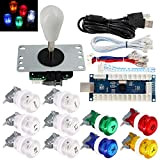 SJ@JX Arcade Game Stick DIY Kit Buttons with Logo LED 8 Way Joystick USB Encoder Cable Controller for PC MAME ...