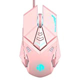 Souris Gamer Filaire Rose, Inphic Souris Gaming Ergonomique USB avec 4800 dpi, 7 Boutons Gaming Programmables, RVB Gaming, Ultra-Léger, Ultra-Rapide ...