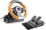 Speedlink DRIFT O.Z. Racing Wheel - Volante USB para juegos para PC/ordenador, pedales para acelerador y freno, negro-naranja