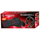 Subsonic - Raiden - Combo pack d'accessoires gamer pour PC - Clavier AZERTY - Souris - Casque gaming - tapis ...