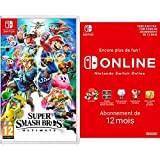 Super Smash Bros Ultimate (Nintendo Switch) + Nintendo Switch Online - Abonnement 12 Mois | Code de téléchargement