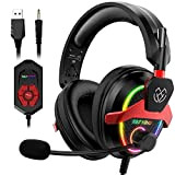 Tatybo 7.1 Casque Gaming PC PS4 PS5, USB & 3.5mm Casque Gamer pour Gaming Esport Stereo Bass avec Micro Anti ...