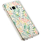 Uposao Coque pour Galaxy S8,Etui Galaxy S8 Coque de Protection Silicone en Gel TPU Souple Transparente Motif Jolie Fleur Rose ...