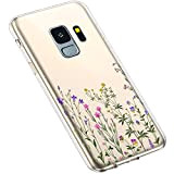 Uposao Coque pour Galaxy S9,Etui Galaxy S9 Coque de Protection Silicone en Gel TPU Souple Transparente Motif Jolie Fleur Rose ...