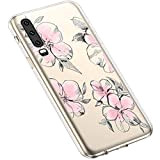 Uposao Coque pour Huawei P30,Etui Huawei P30 Coque de Protection Silicone en Gel TPU Souple Transparente Motif Jolie Fleur Rose ...