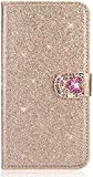 Uposao Coque pour Samsung Galaxy S6 Glitter Coque Luxe Paillettes Diamant Brillante Amour Cœur Housse en PU Cuir Etui à ...