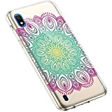 Uposao Samsung Galaxy A10 Coque Silicone Transparente Motif Mandala Fleur Coloré Jolie Beau Housse de téléphone Semi Hybrid Crystal Case ...