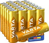 VARTA Longlife AA Mignon LR06 Alkaline Batteries (24-pack) – Made in Germany – ideal for remote controls, radios, alarm clocks ...