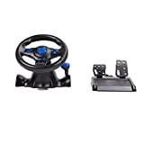 Volant PC Racing Wheel, 4 Axes, D Pad et 12 Boutons Volant de Jeu avec Pédales, pour PC, pour PS4 ...