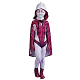 ZHANGMAN Gwen Stacy Cosplay Costume avec Manteau Araignée Gwen Onesies Outfit Body Jumpsuit Jumpsuit 3D Print Christmas Halloween Masquerade Tights,Rose,Kids~M(110~120cm)
