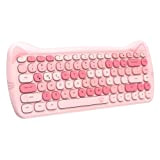 ZIYOU LANG 3060i Clavier Sans Fil Rétro, Cute Chat Clavier Bluetooth Silencieux, Typewriter Rétro Round Keycap, Compact 84 Clés, QWERTY, ...