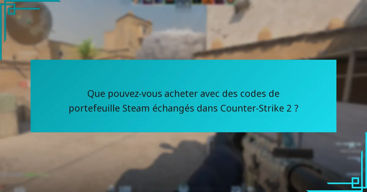 Que pouvez-vous acheter avec des codes de portefeuille Steam échangés dans Counter-Strike 2 ?