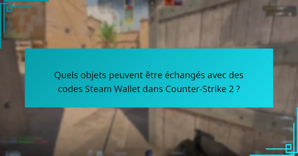 Quels objets peuvent être échangés avec des codes Steam Wallet dans Counter-Strike 2 ?