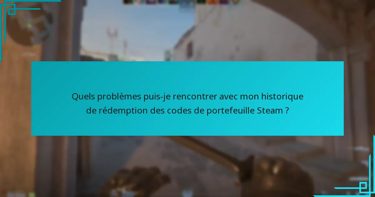 Quels problèmes puis-je rencontrer avec mon historique de rédemption des codes de portefeuille Steam ?