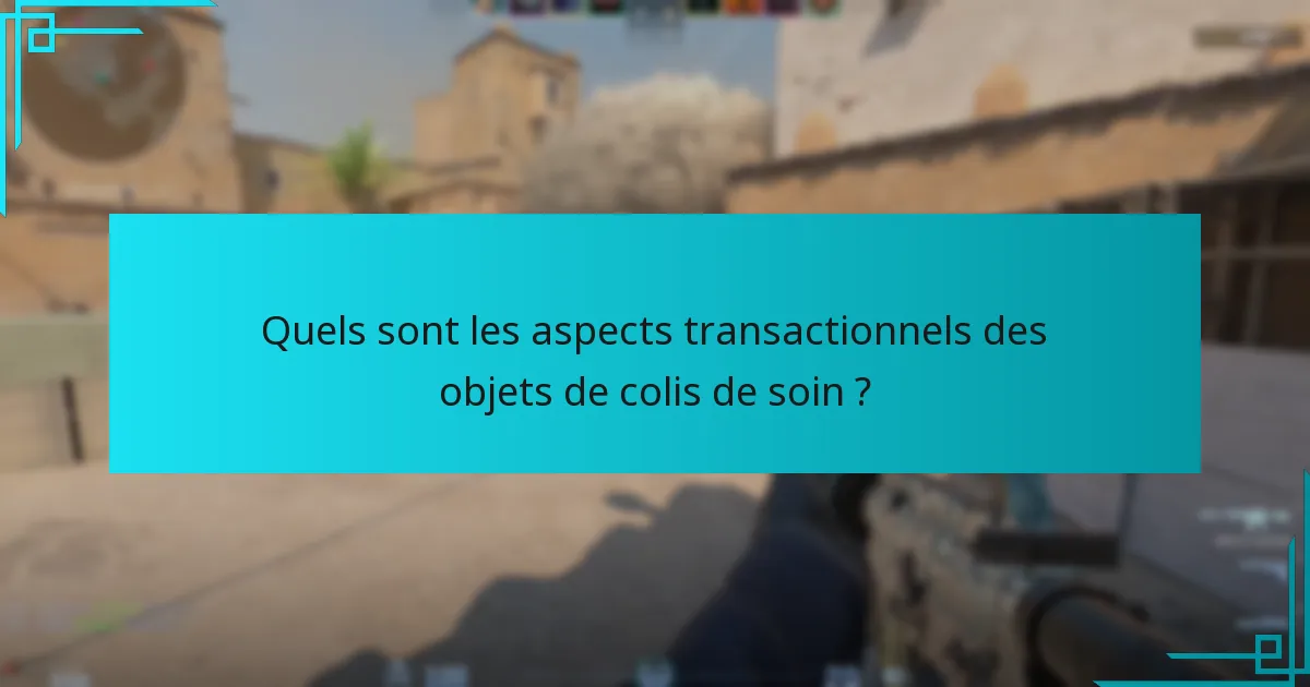 Quels sont les aspects transactionnels des objets de colis de soin ?
